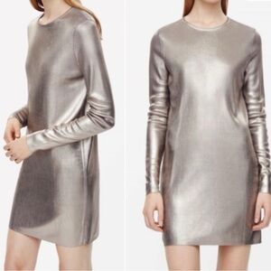 COS metallic Silver Long Sleeve Dress